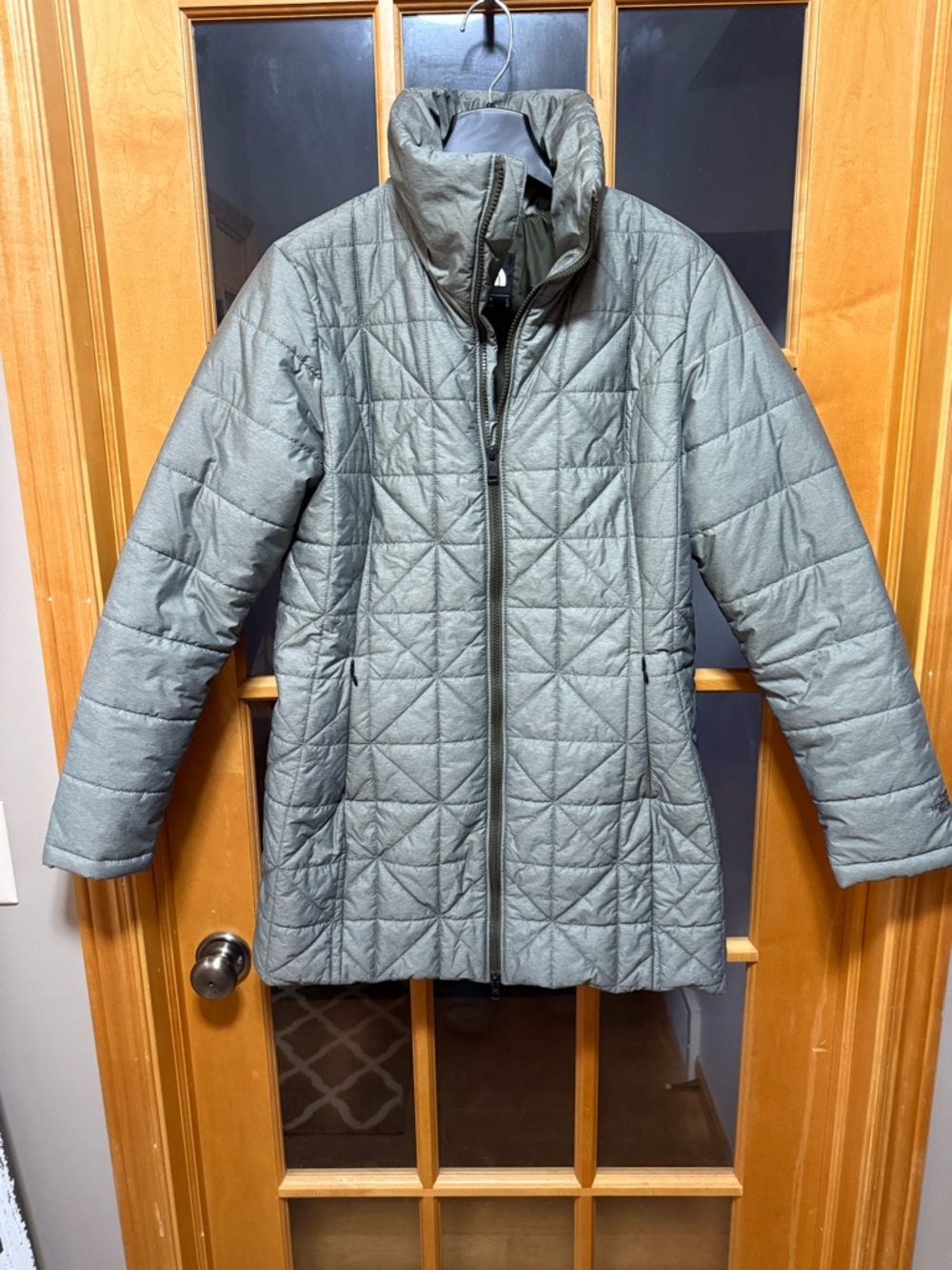 The North Face Quilted Mid-Length Puffer Jacket - Sage Green